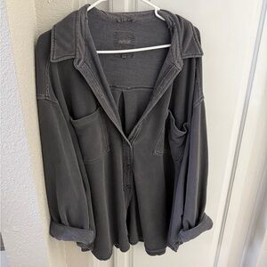 Aerie Charcoal Button-Up Shirt